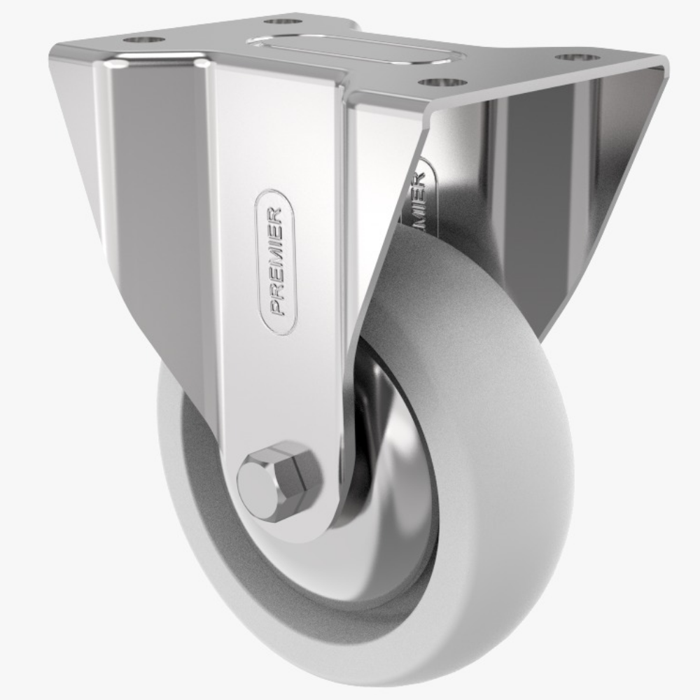 Medium Duty Fixed Castor (Pressed Steel) with Polypropylene Wheel
